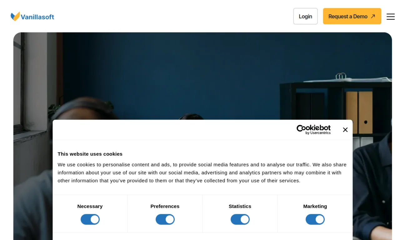 Screenshot of VanillaSoft website