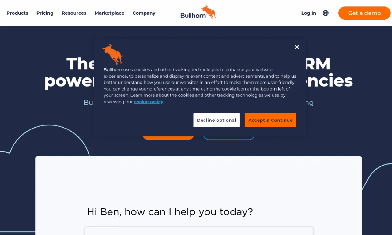 Screenshot of Herefish (Bullhorn) website
