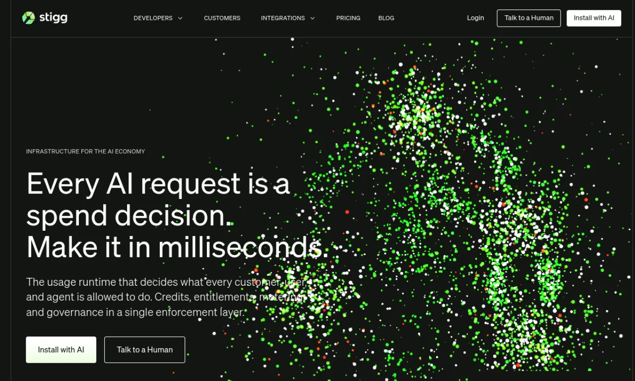 Screenshot of Stigg website
