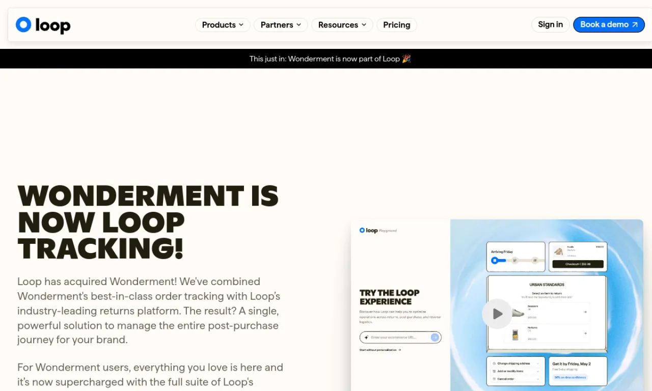Screenshot of Wonderment / Malomo website