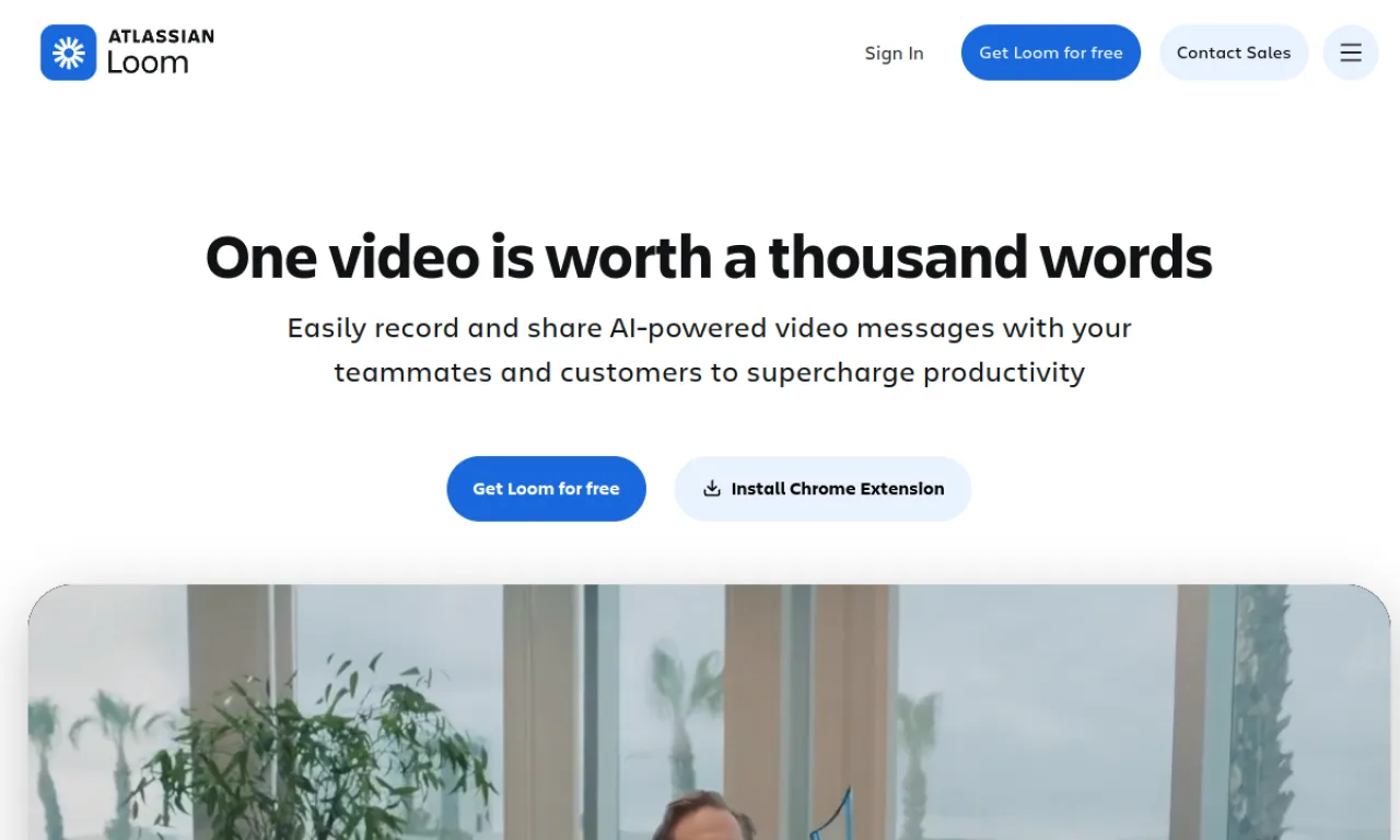 Screenshot of Loom (productivity) website