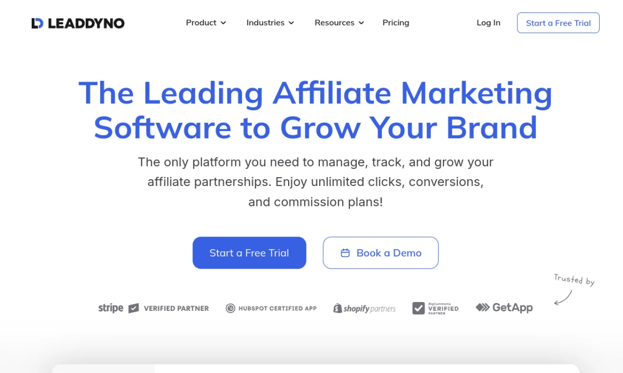 Screenshot of LeadDyno website