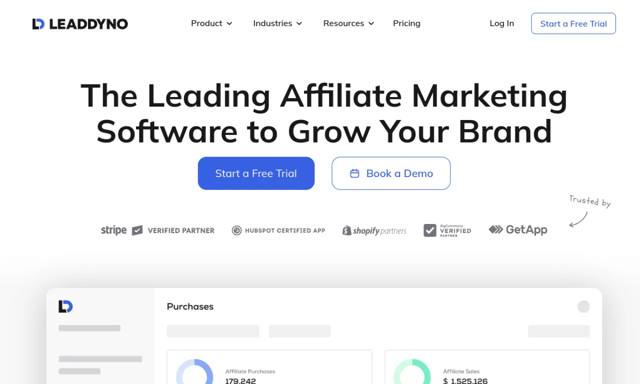 Screenshot of LeadDyno website