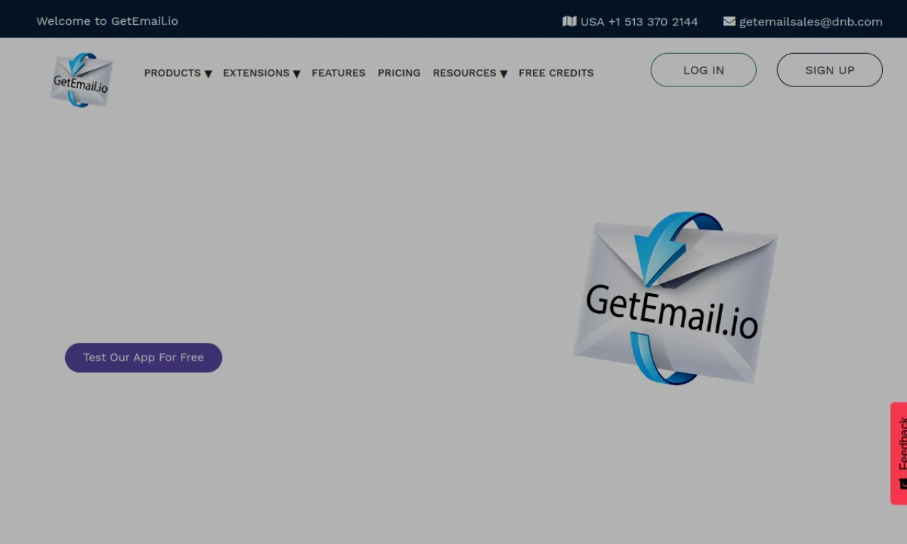 Screenshot of GetEmail.io website