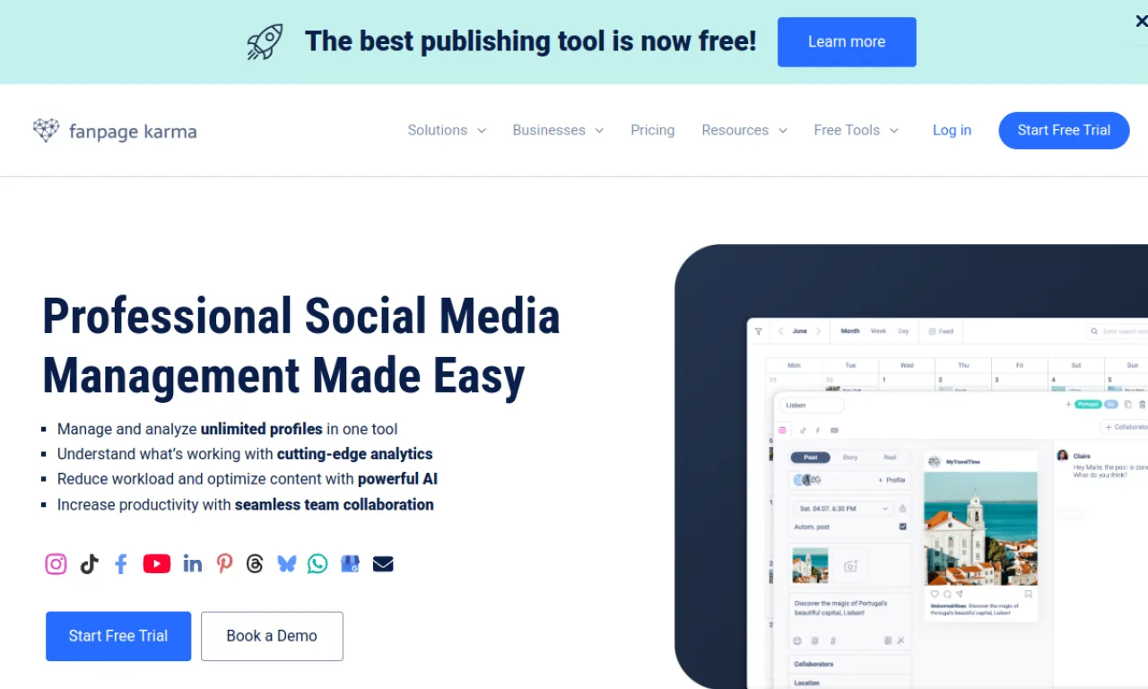Screenshot of Fanpage Karma website