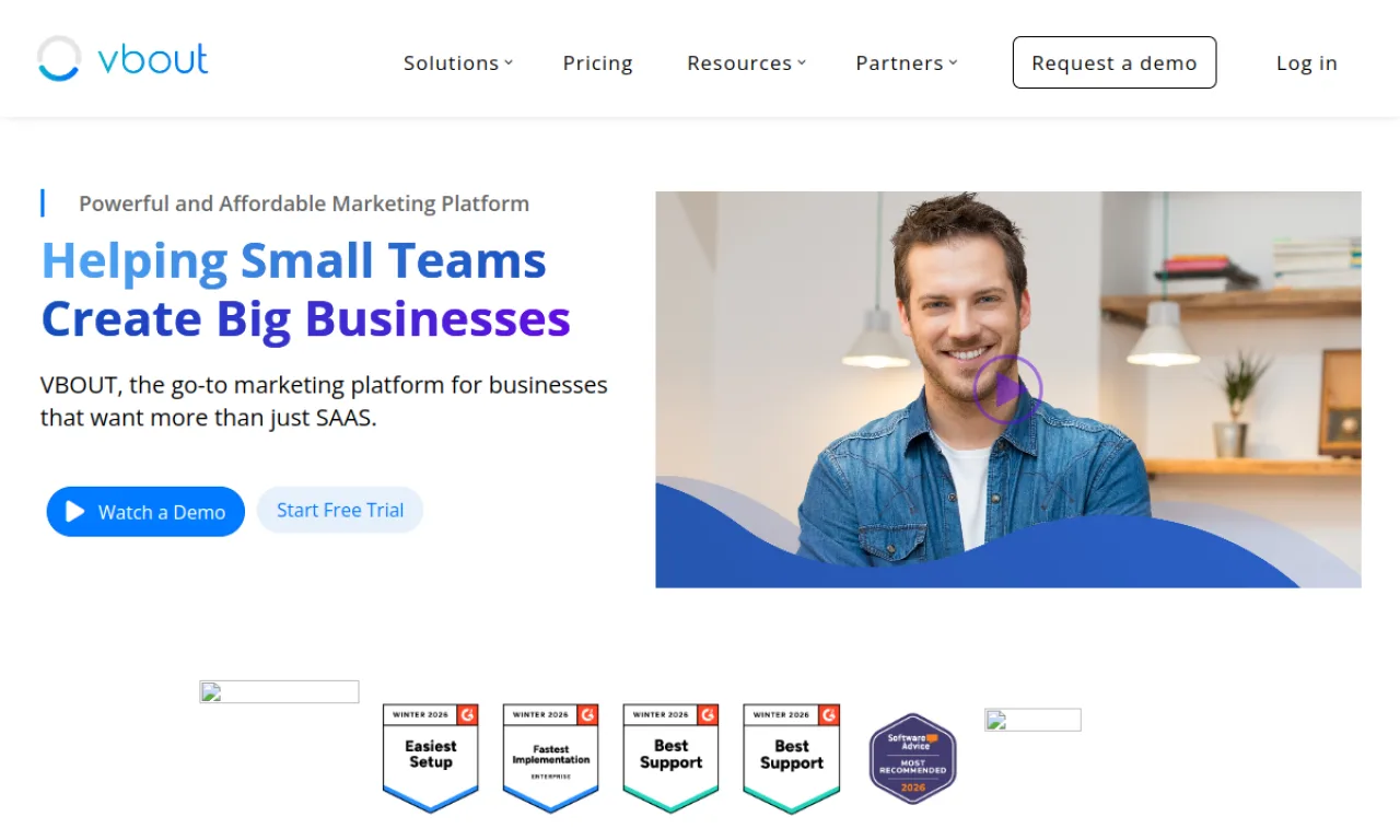 Screenshot of Vbout website