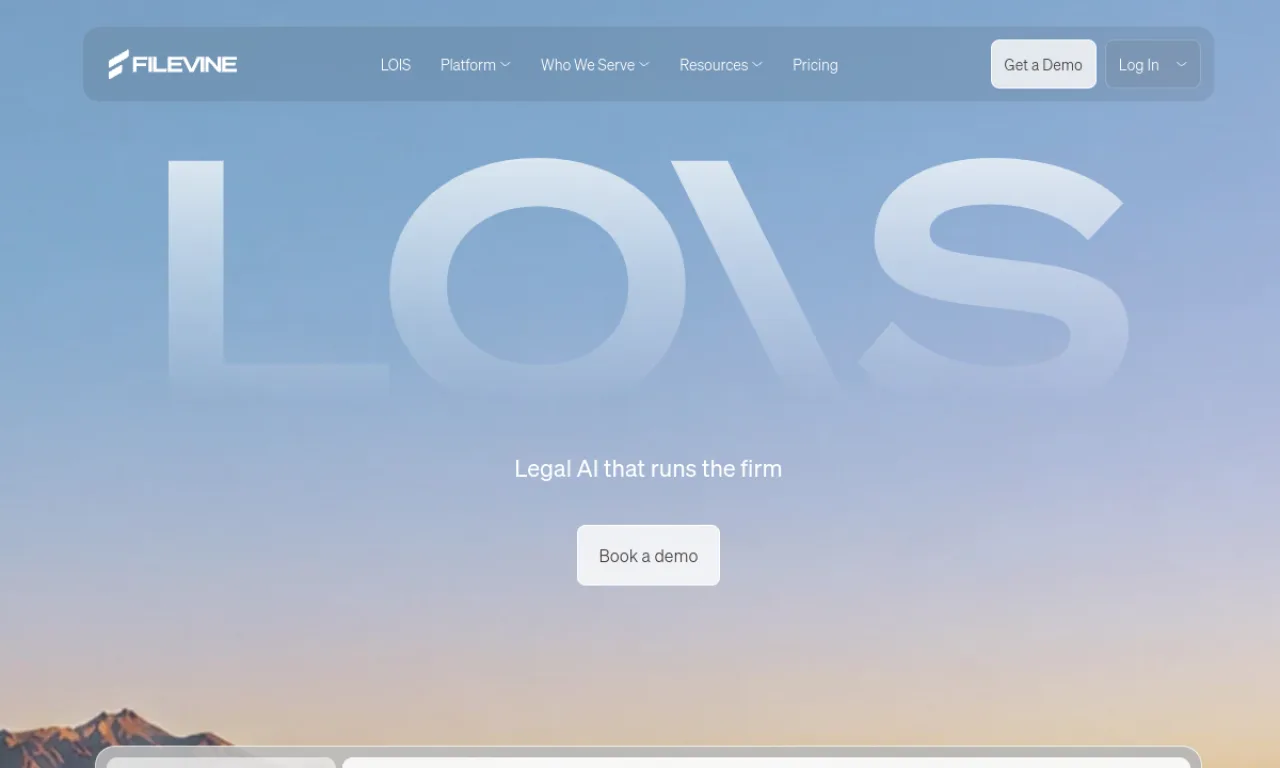 Screenshot of Filevine website