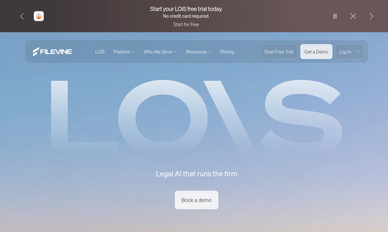 Screenshot of Filevine website