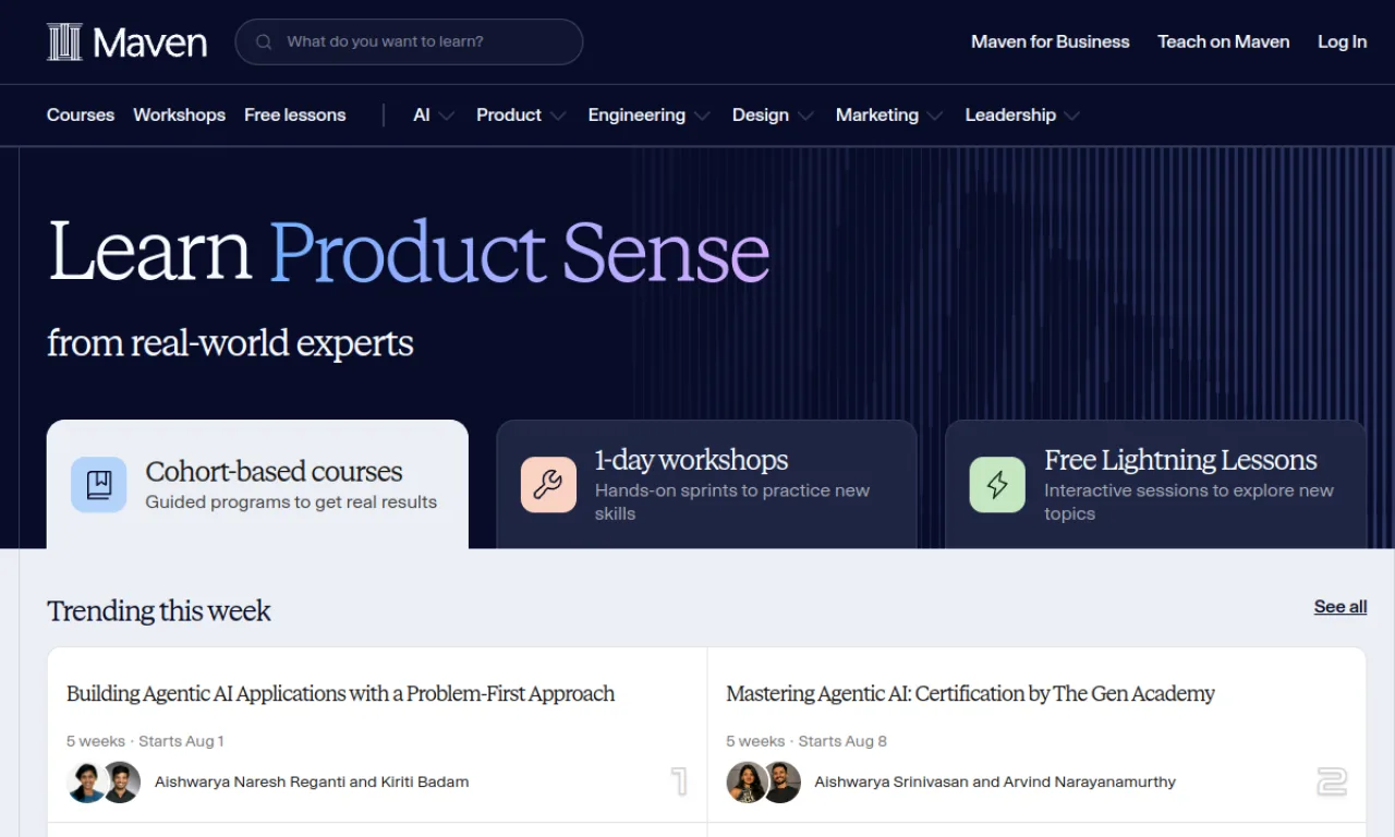 Screenshot of Maven website