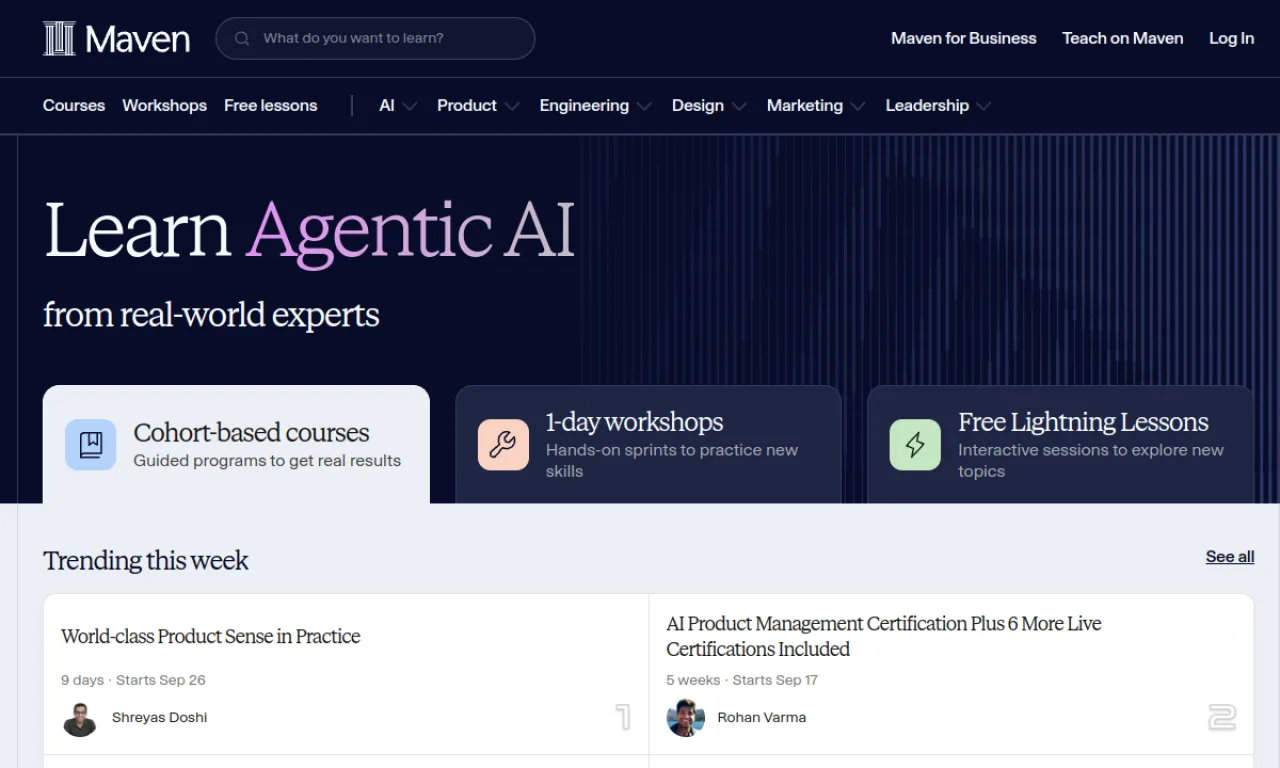 Screenshot of Maven website
