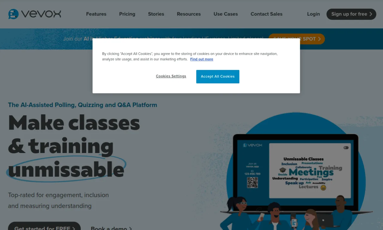 Screenshot of Vevox website
