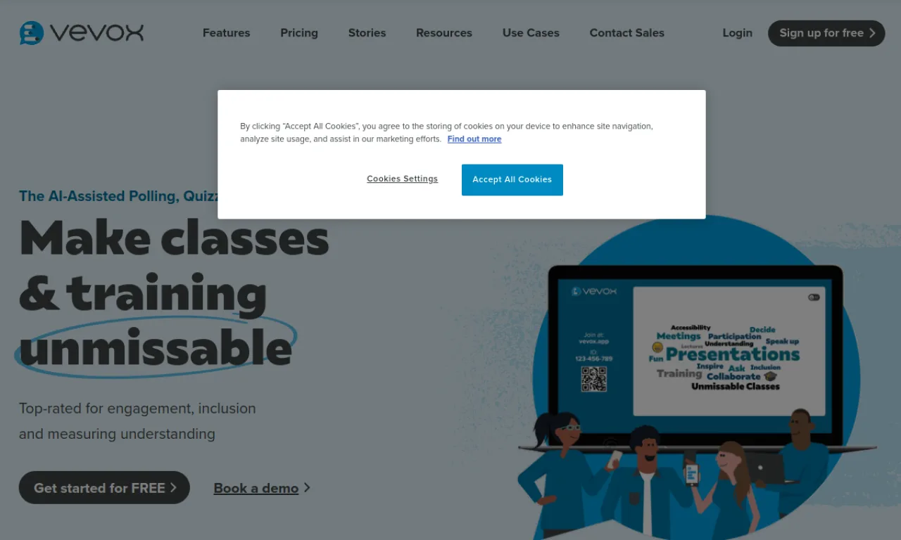 Screenshot of Vevox website