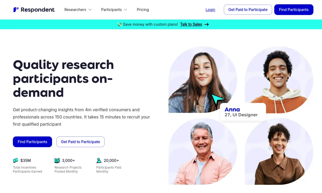 Screenshot of Respondent website