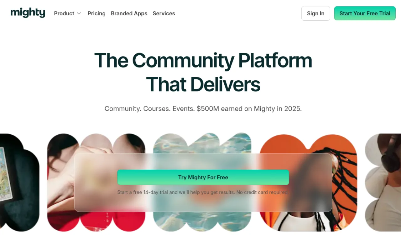 Screenshot of Mighty Networks website