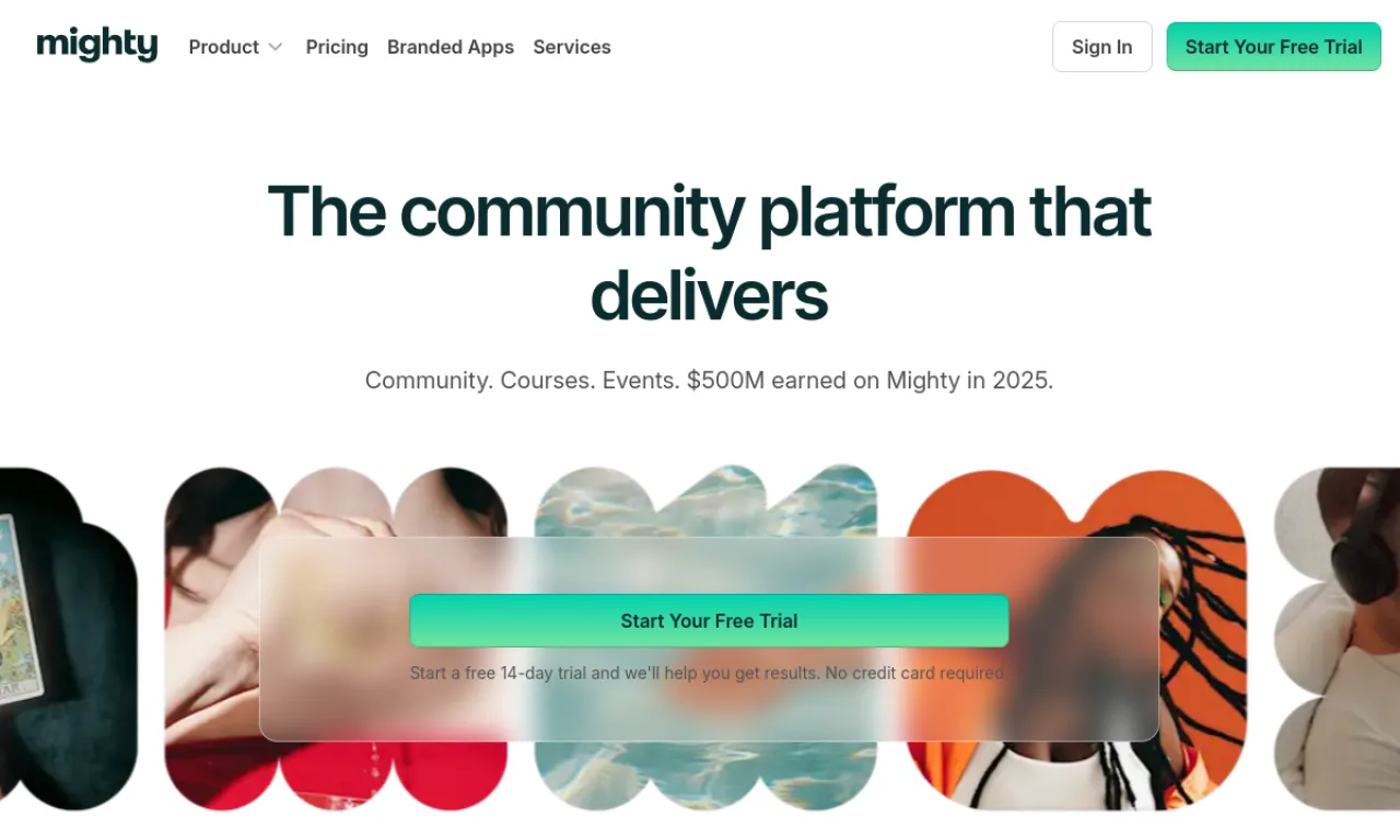 Screenshot of Mighty Networks website
