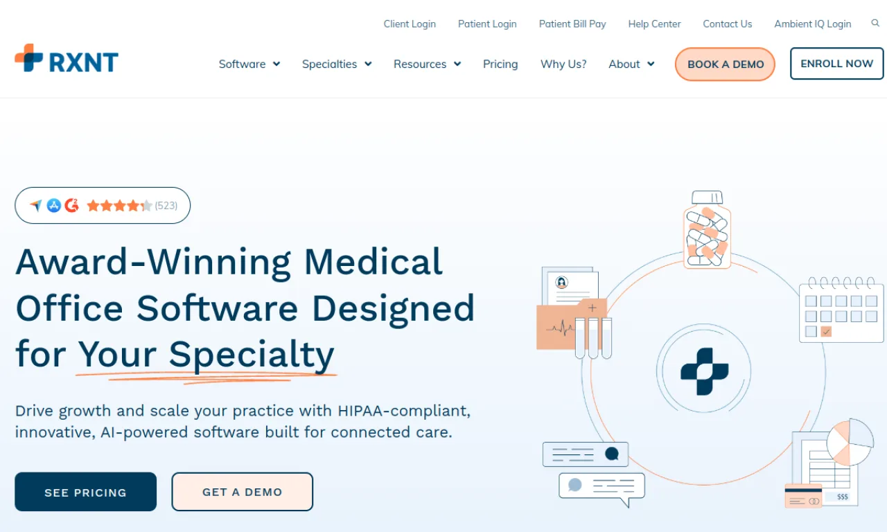 Screenshot of RXNT website