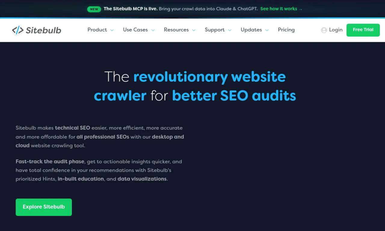 Screenshot of Sitebulb website