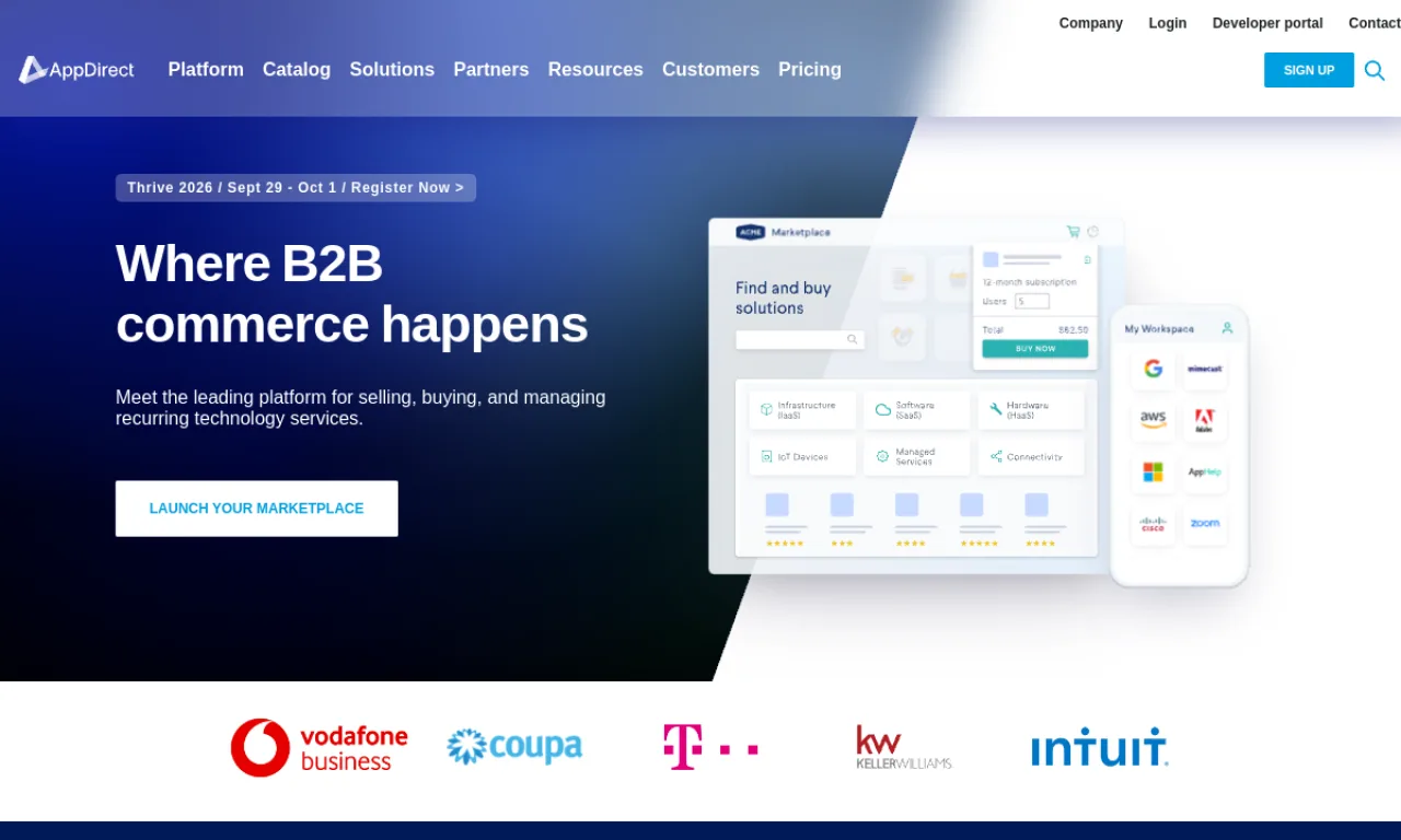 Screenshot of AppDirect / Marketplace tools website