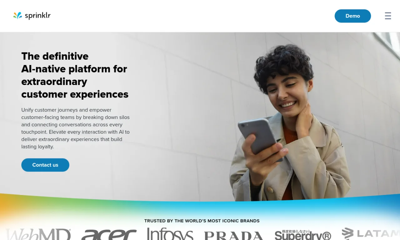 Screenshot of Sprinklr website
