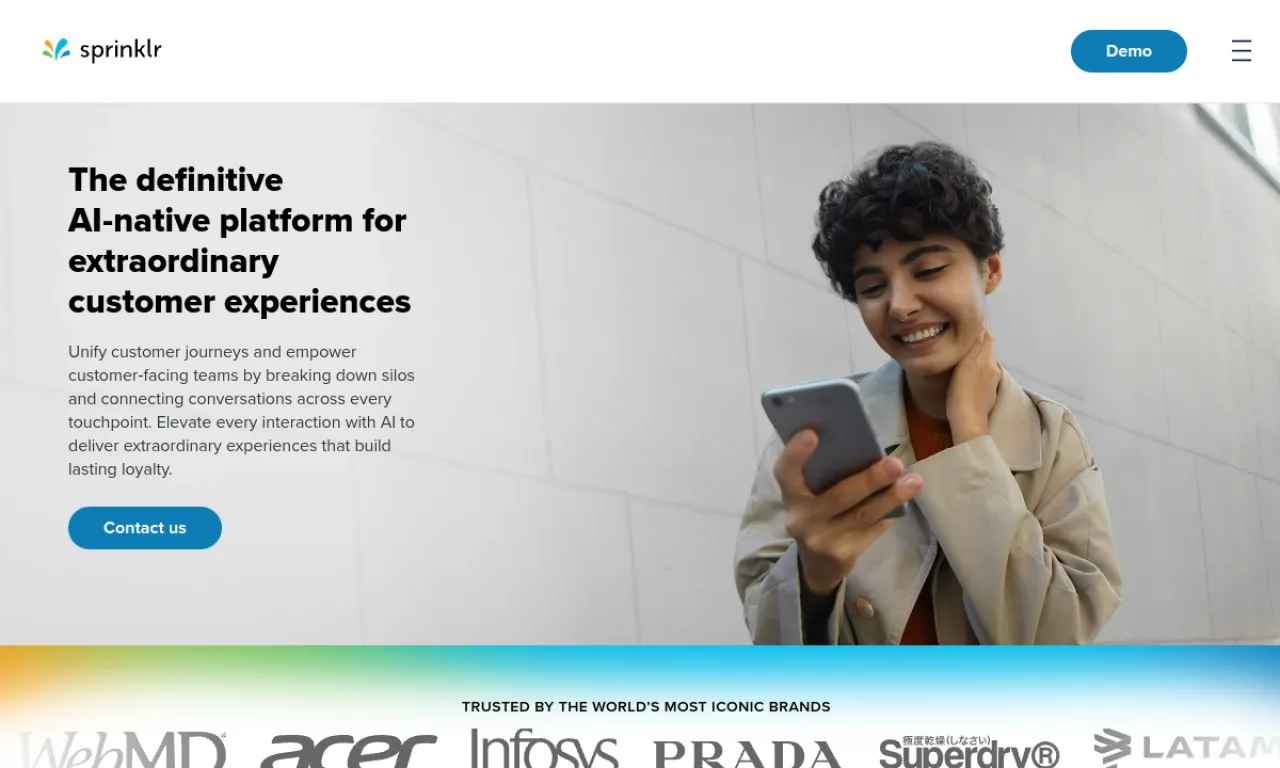 Screenshot of Sprinklr website