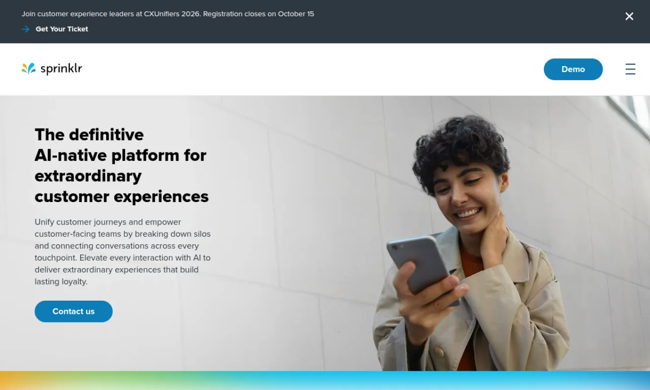 Screenshot of Sprinklr website