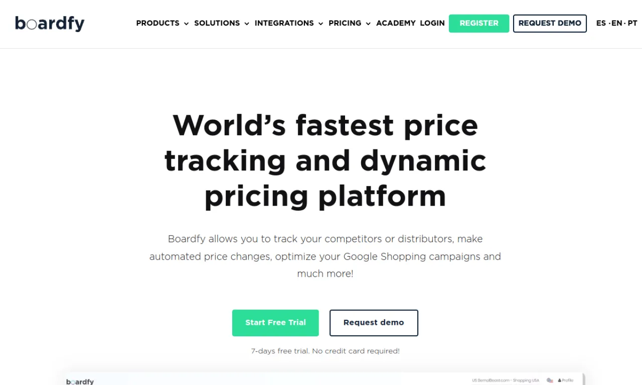 Screenshot of Boardfy website