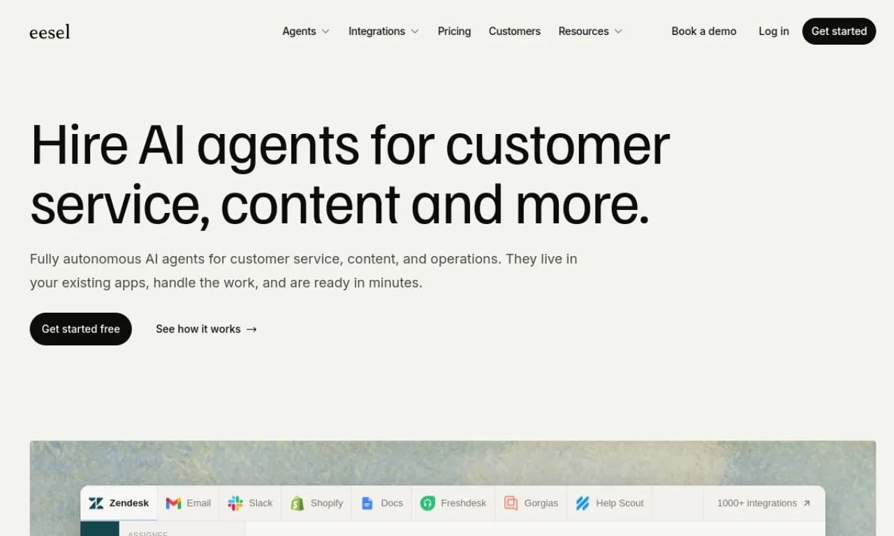 Screenshot of Eesel AI website