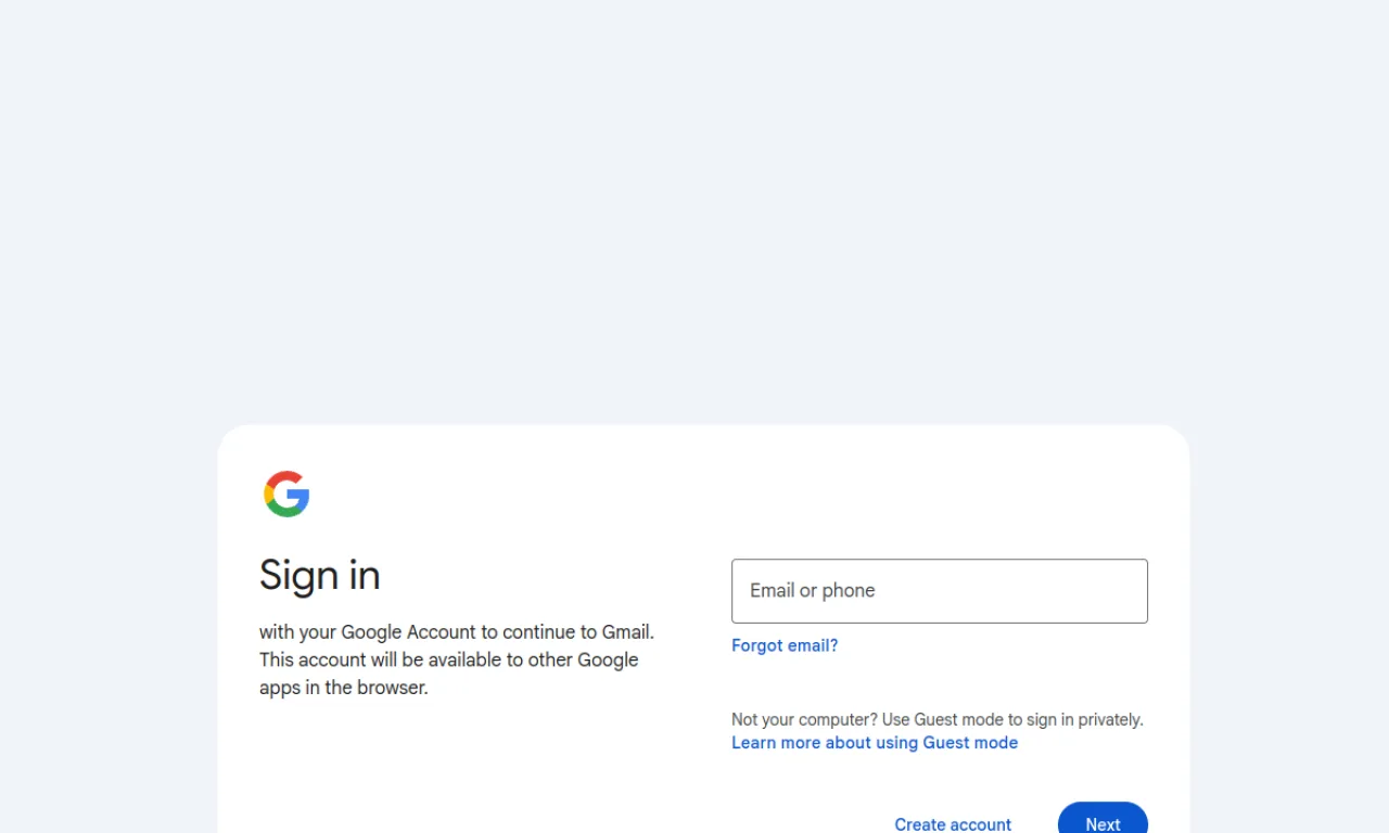 Screenshot of Gmail website