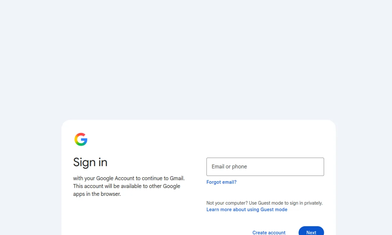 Screenshot of Gmail website