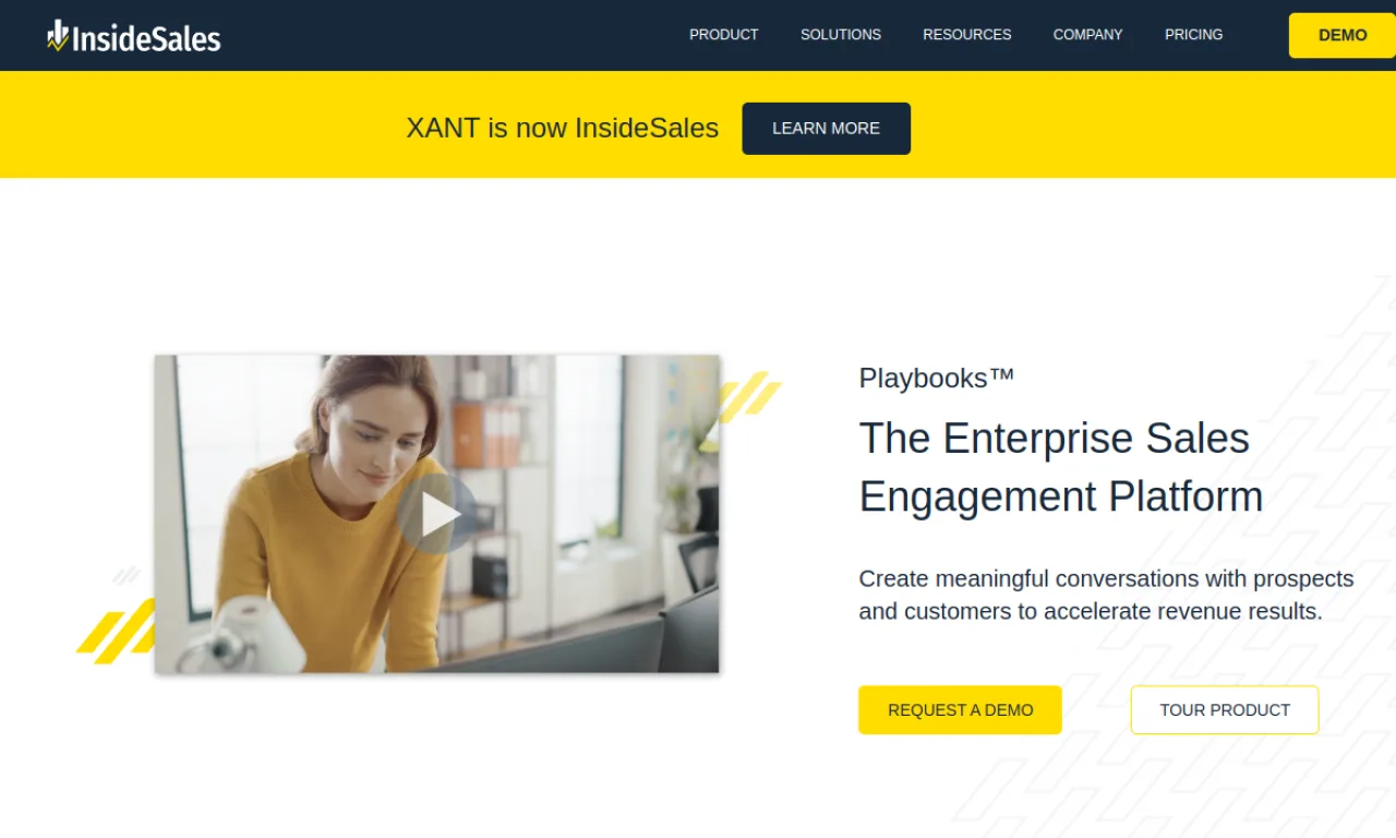 Screenshot of XANT (InsideSales) website