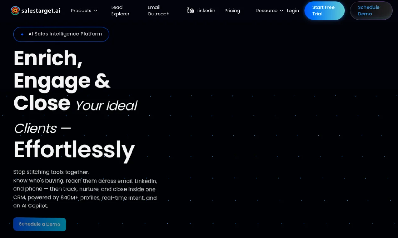 Screenshot of SalesTarget website