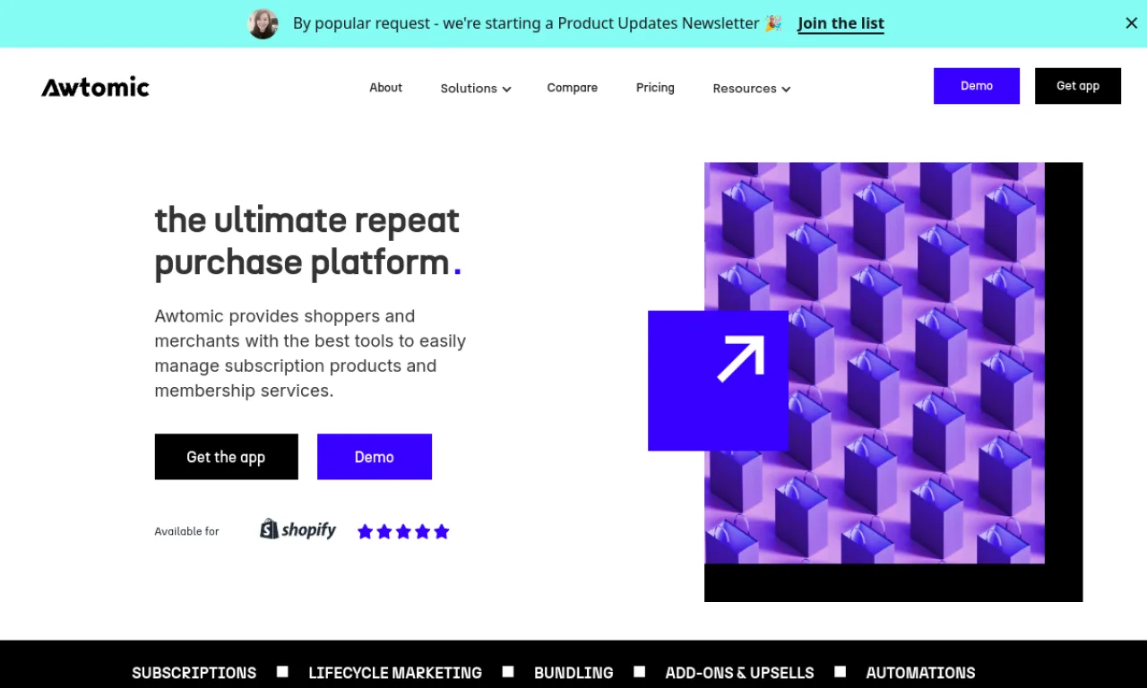 Screenshot of Awtomic website