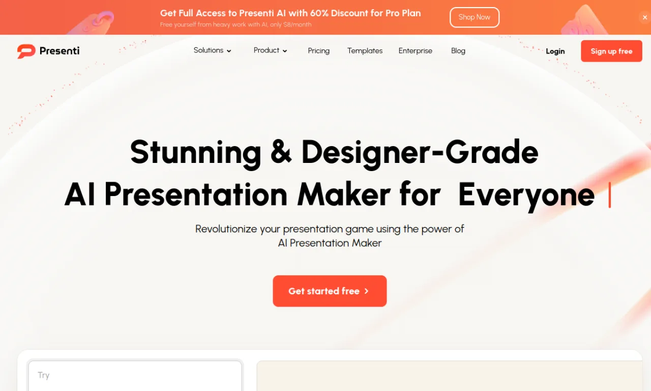 Screenshot of Presenti website