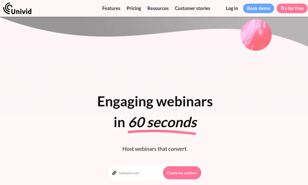 Screenshot of Univid website