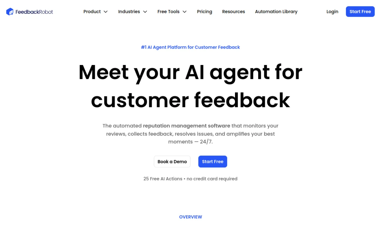Screenshot of FeedbackRobot website