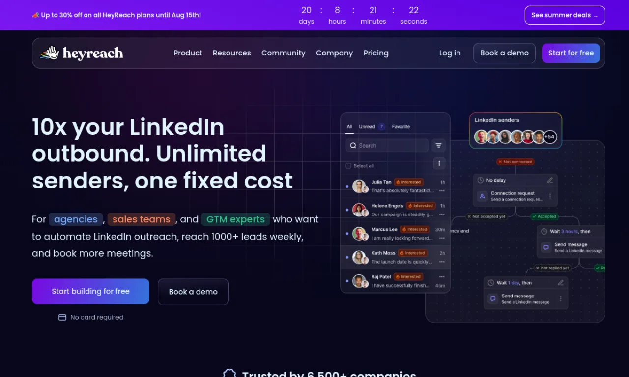 Screenshot of HeyReach website