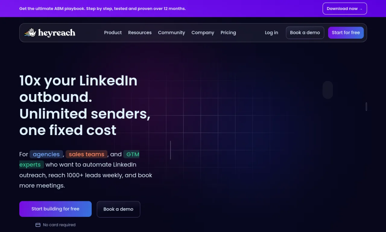 Screenshot of HeyReach website