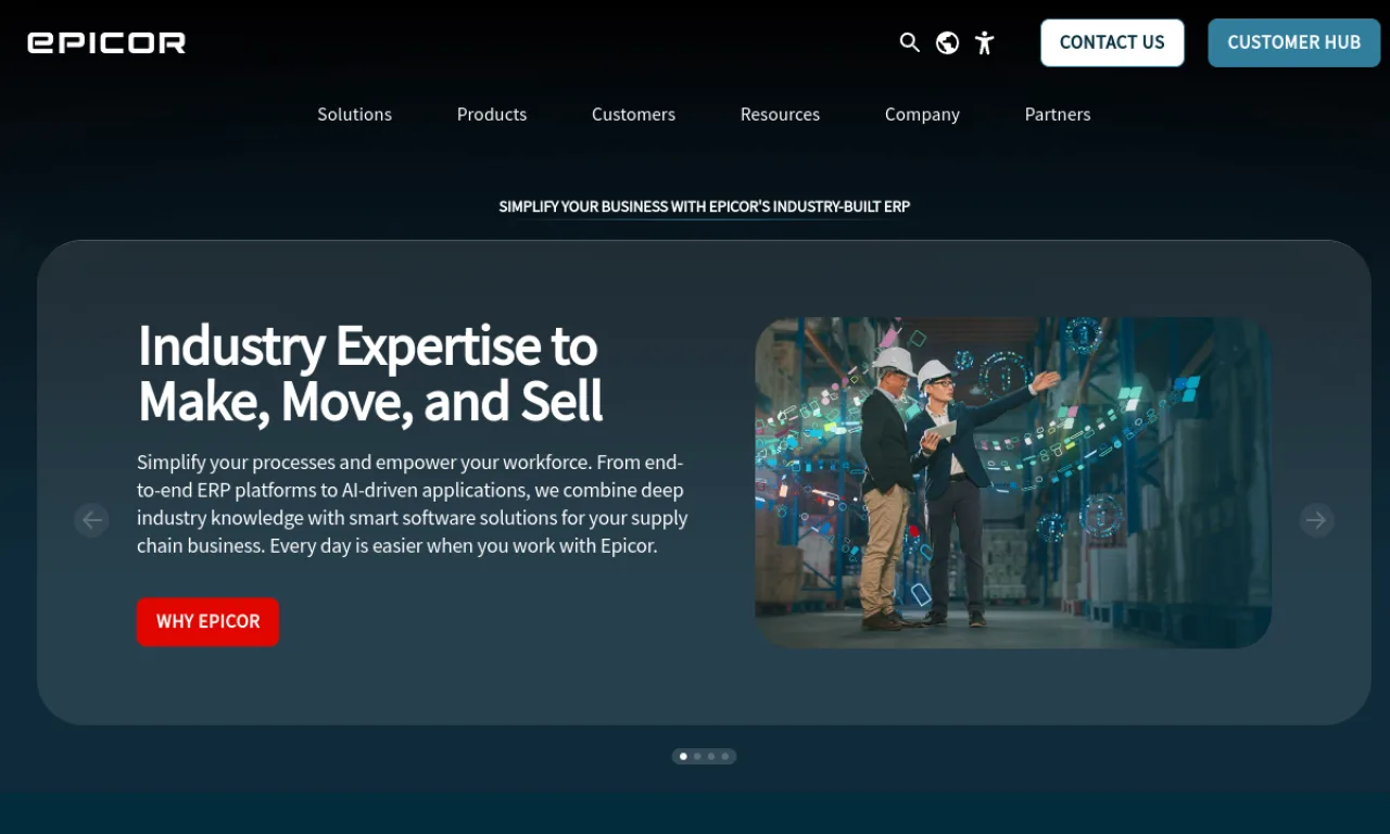 Screenshot of Epicor Kinetic website