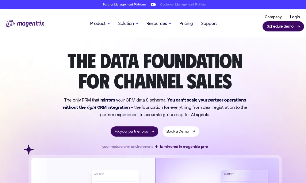 Screenshot of Magentrix website