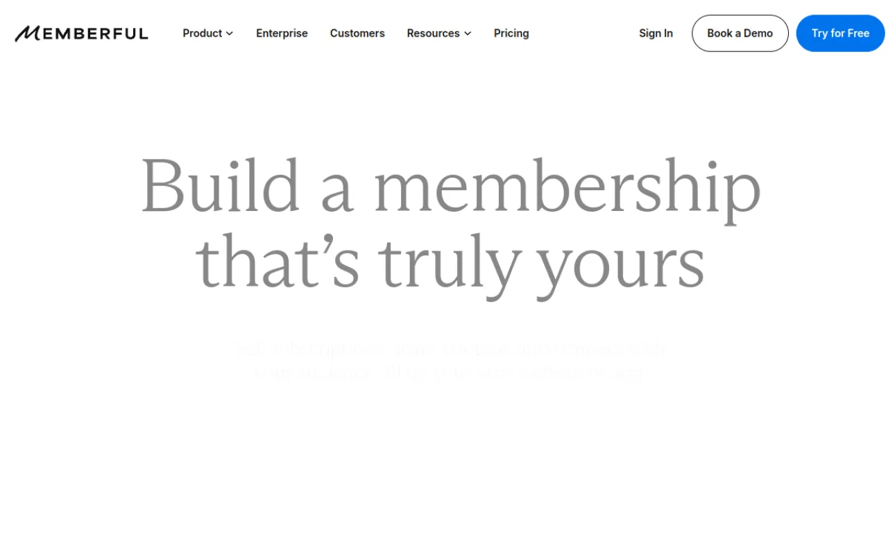 Screenshot of Memberful website