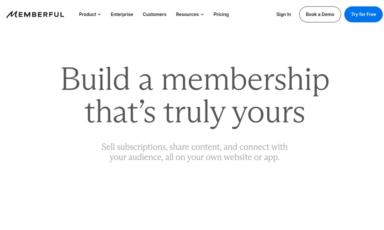 Screenshot of Memberful website