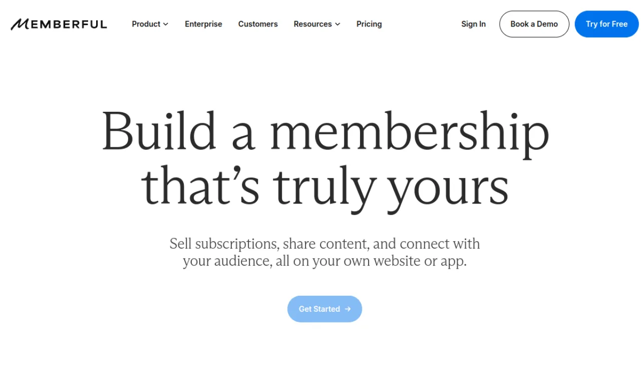 Screenshot of Memberful website