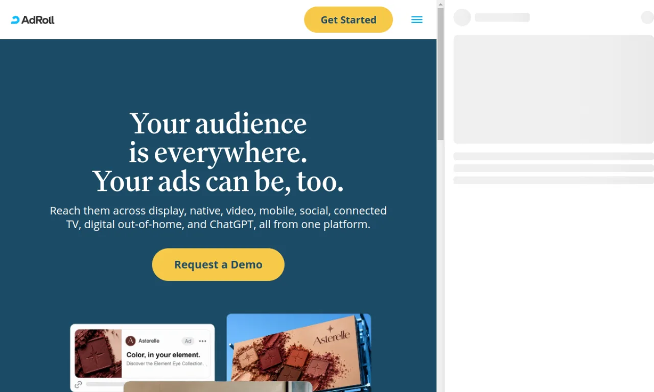 Screenshot of AdRoll / NextRoll website