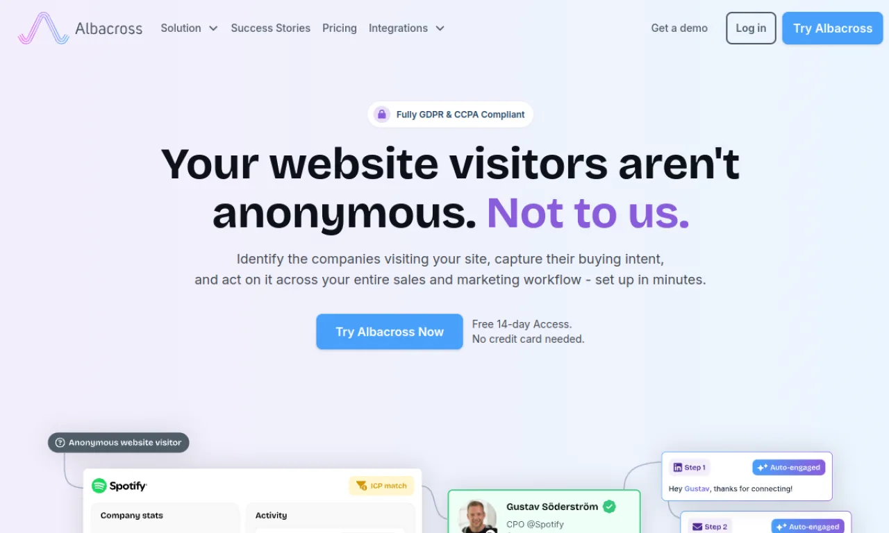 Screenshot of Albacross Lead Gen website