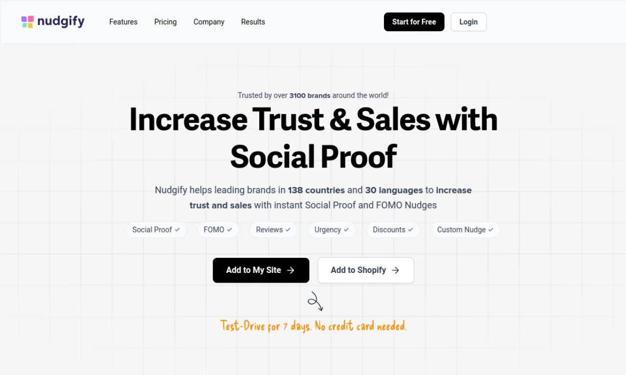 Screenshot of Nudgify website