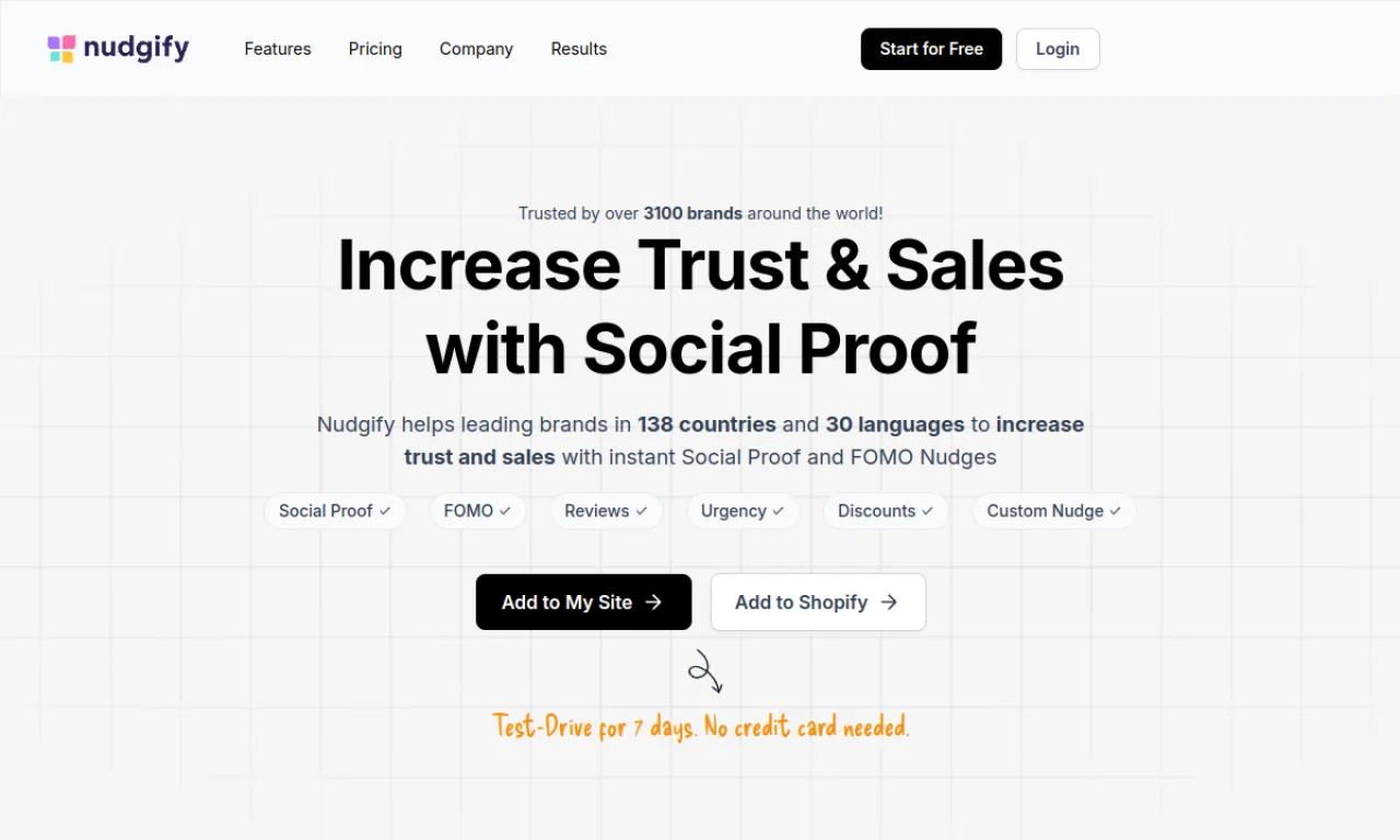Screenshot of Nudgify website