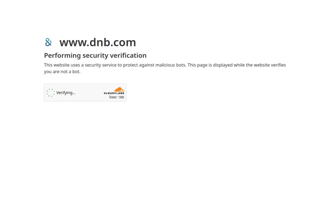 Screenshot of Dun & Bradstreet (D&B Hoovers) website