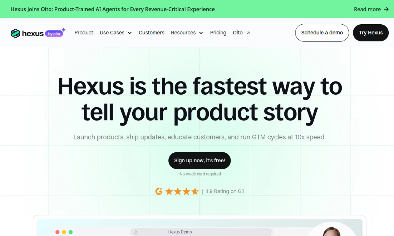 Screenshot of Hexus website