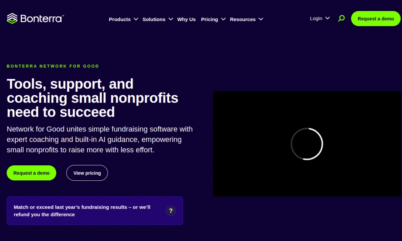 Screenshot of Network for Good (Bonterra) website