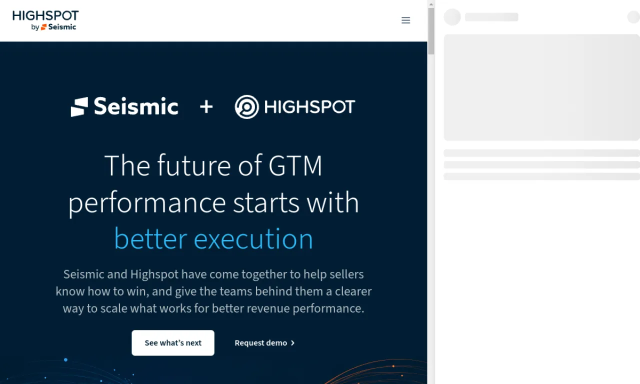Screenshot of Highspot website